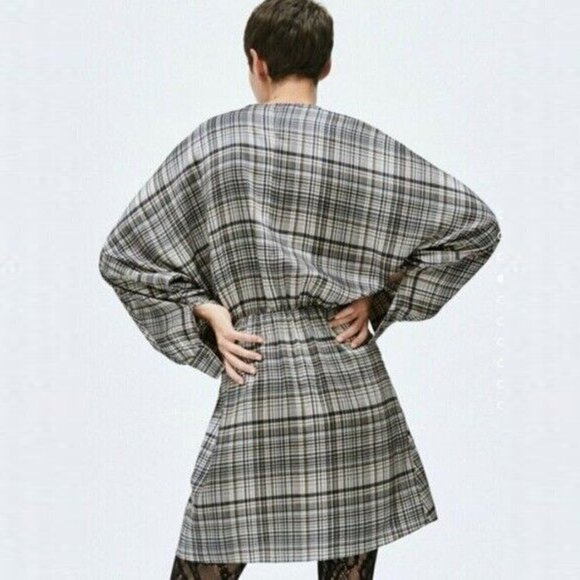 NWT ZARA | Plaid Satin Effect Dress | Sz. L - Picture 3 of 8
